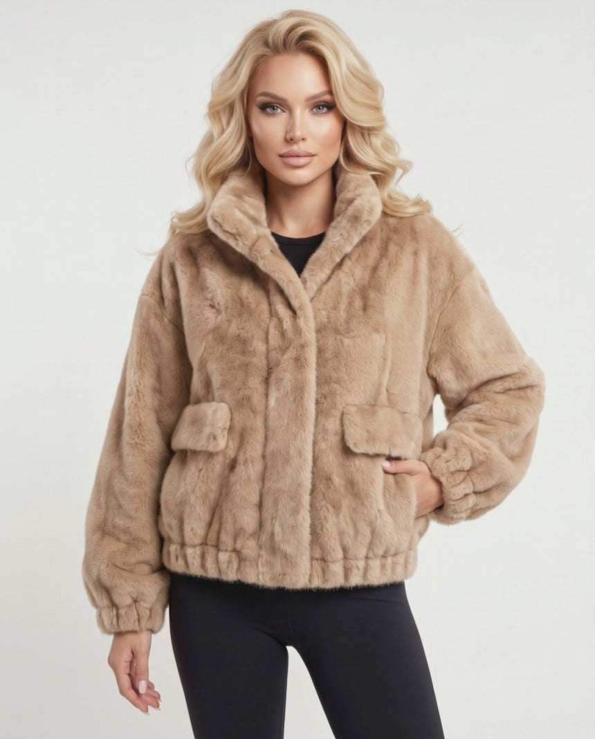 Elsa Fur Jacket in Beige – video