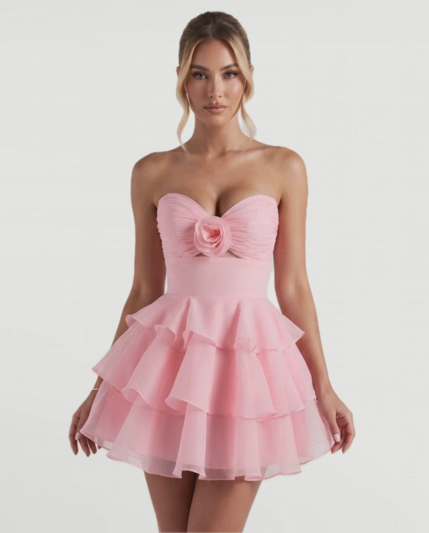 Rosette Mini Dress in Pink – video