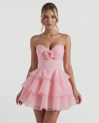 Rosette Mini Dress in Pink – video