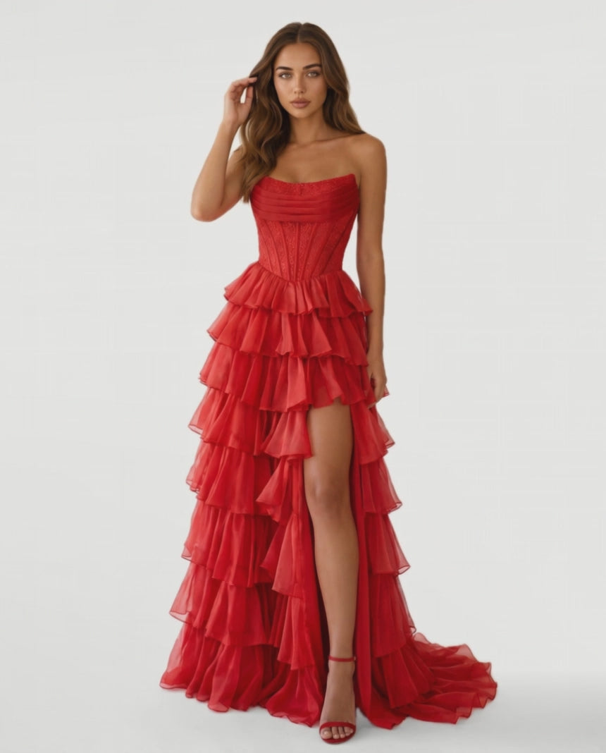 Elara Maxi Dress in Red – video