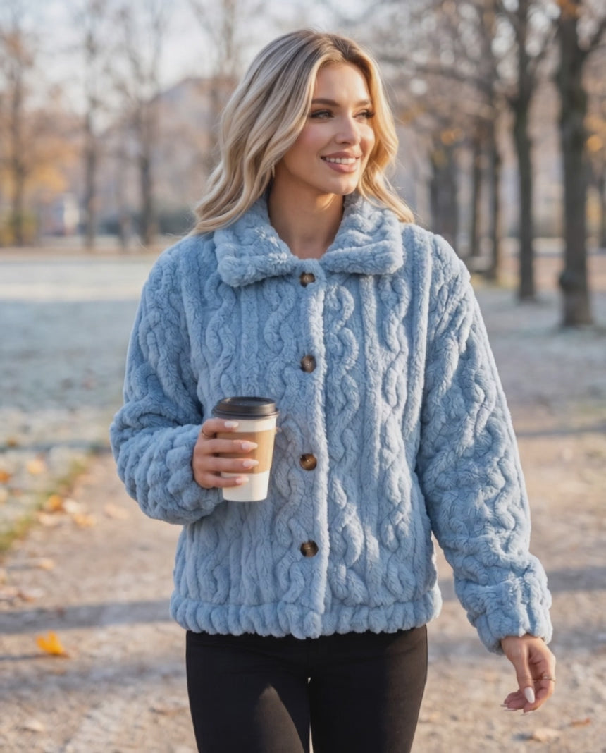 Odelle Plush Jacket in Blue – video