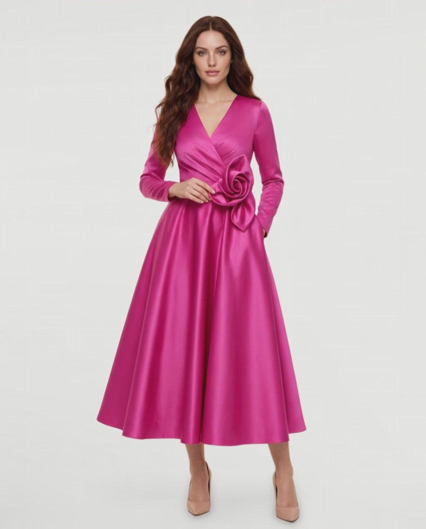 Lysandra Midi Dress in Hot Pink – video