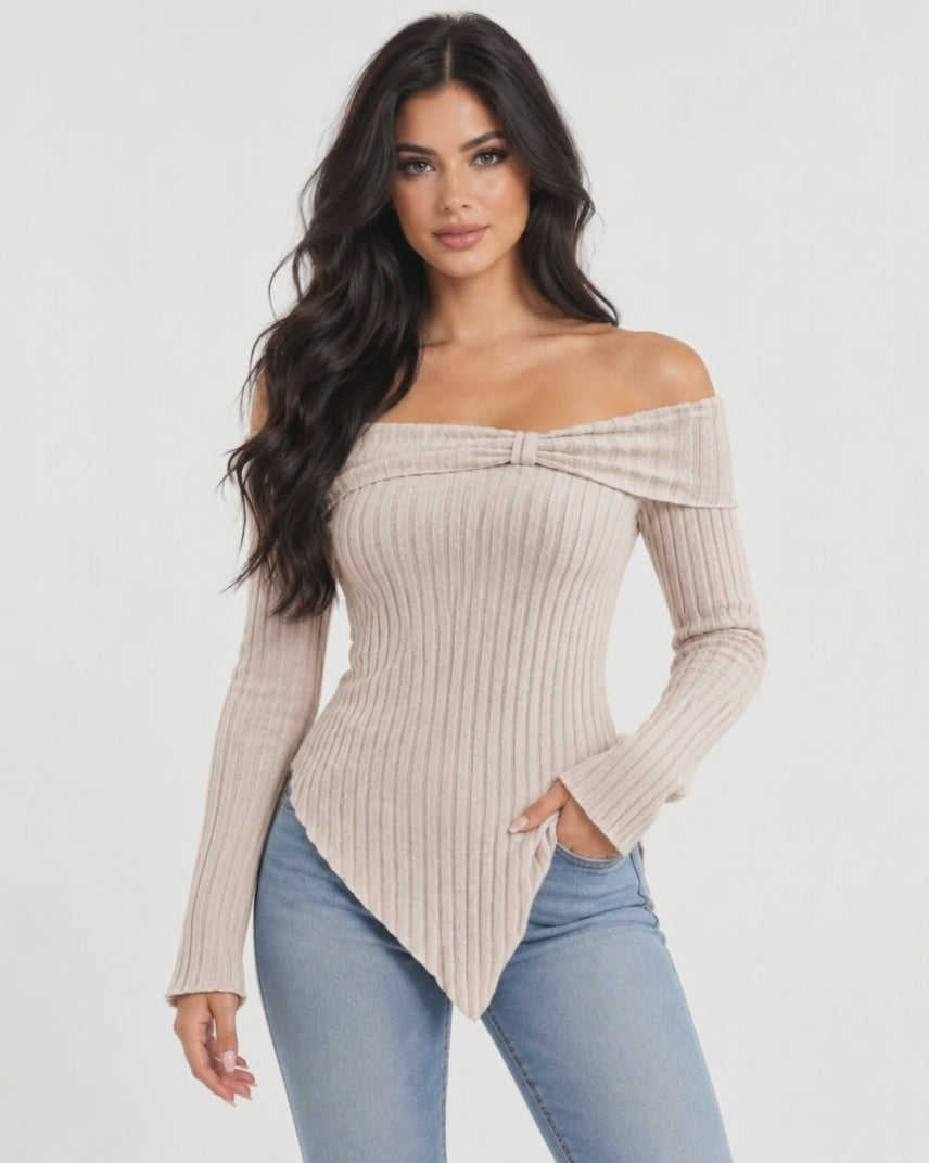 Sabine Off-Shoulder Top in Apricot – video