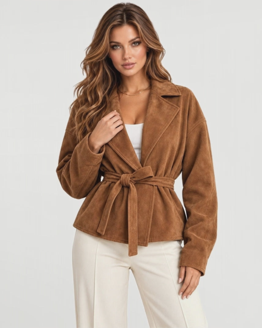Sloane Suede Jacket in Brown – video