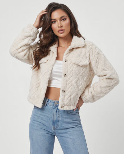 Ivy Plush Jacket in Beige – video