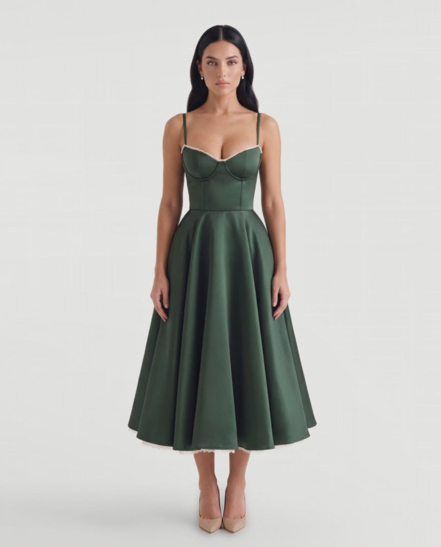 Arielle Midi Dress in green – video