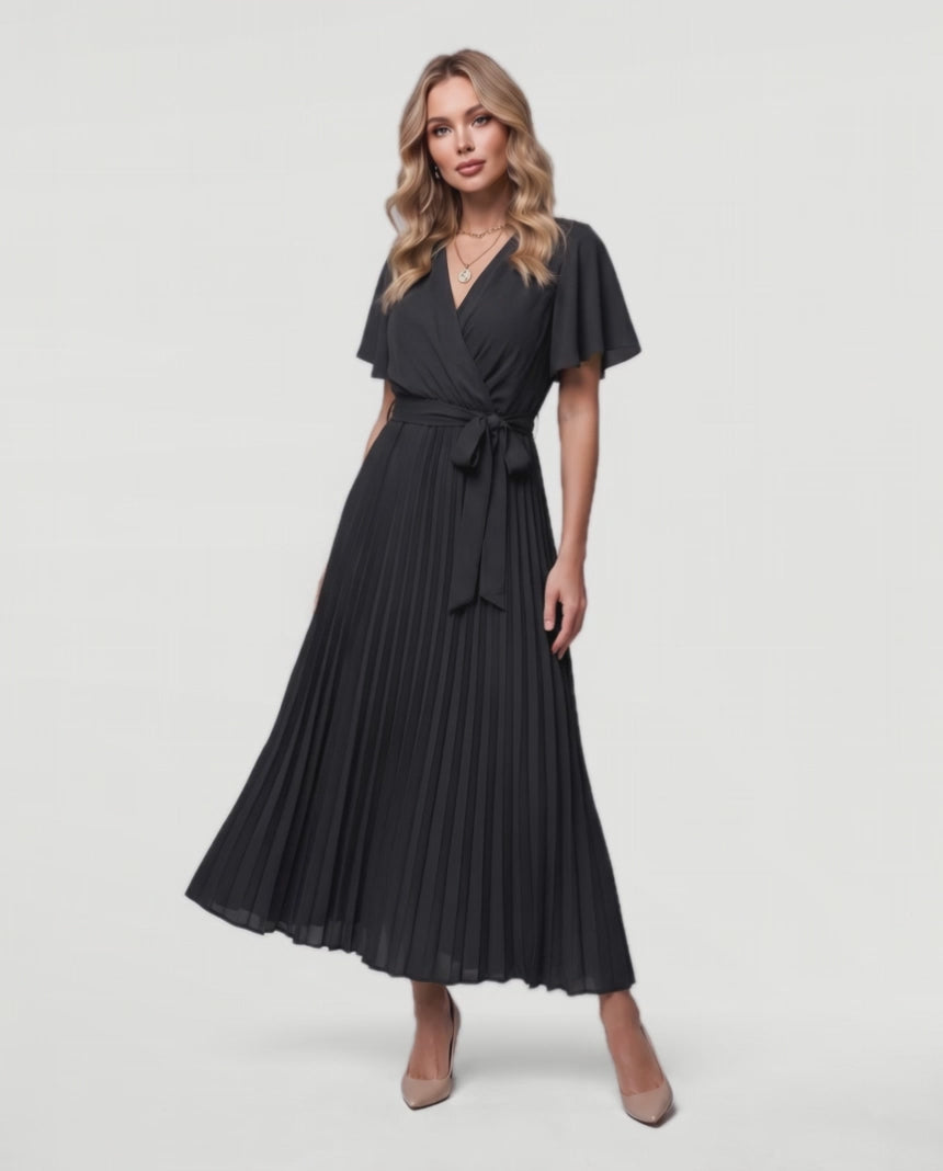 Flowing Wrap Dress in Black – video