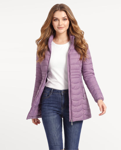 Elodie Puffer in Purple – walking | SKU: SOR-ELO-PURPLE-XS,SOR-ELO-PURPLE-S,SOR-ELO-PURPLE-M,SOR-ELO-PURPLE-L,SOR-ELO-PURPLE-XL