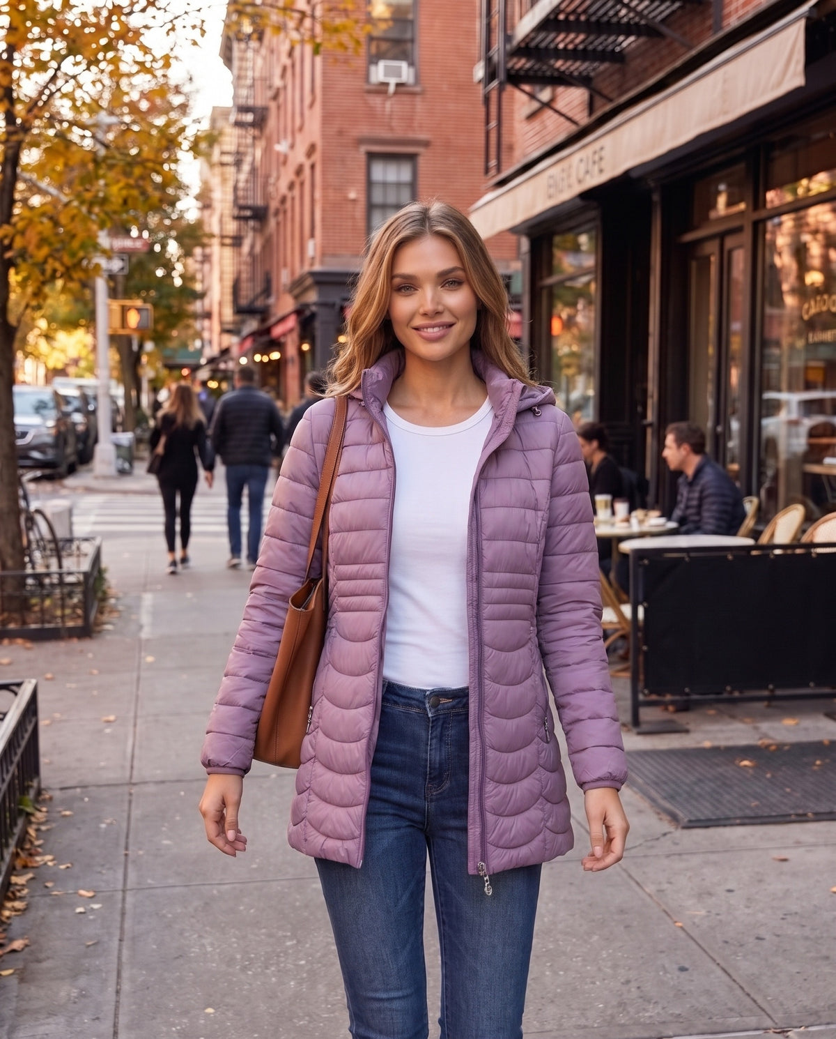 Elodie Puffer in Purple – lifestyle | SKU: SOR-ELO-PURPLE-XS,SOR-ELO-PURPLE-S,SOR-ELO-PURPLE-M,SOR-ELO-PURPLE-L,SOR-ELO-PURPLE-XL