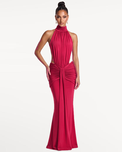 Ravenna Maxi Dress in Burgundy – front view