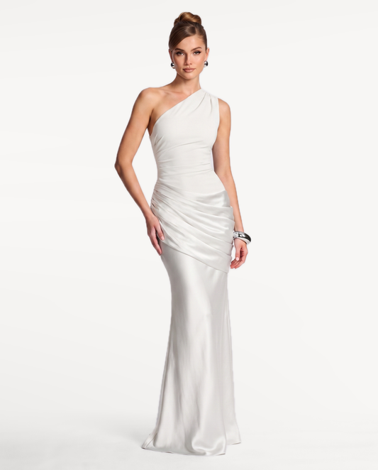 Regal Drape Gown in White – view 1