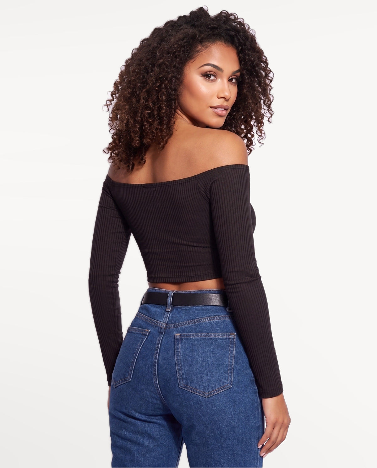 Rosa Bardot Top in Black – back view | SKU: SOR-ROSA-BLK-XS,SOR-ROSA-BLK-S,SOR-ROSA-BLK-M,SOR-ROSA-BLK-L,SOR-ROSA-BLK-XL