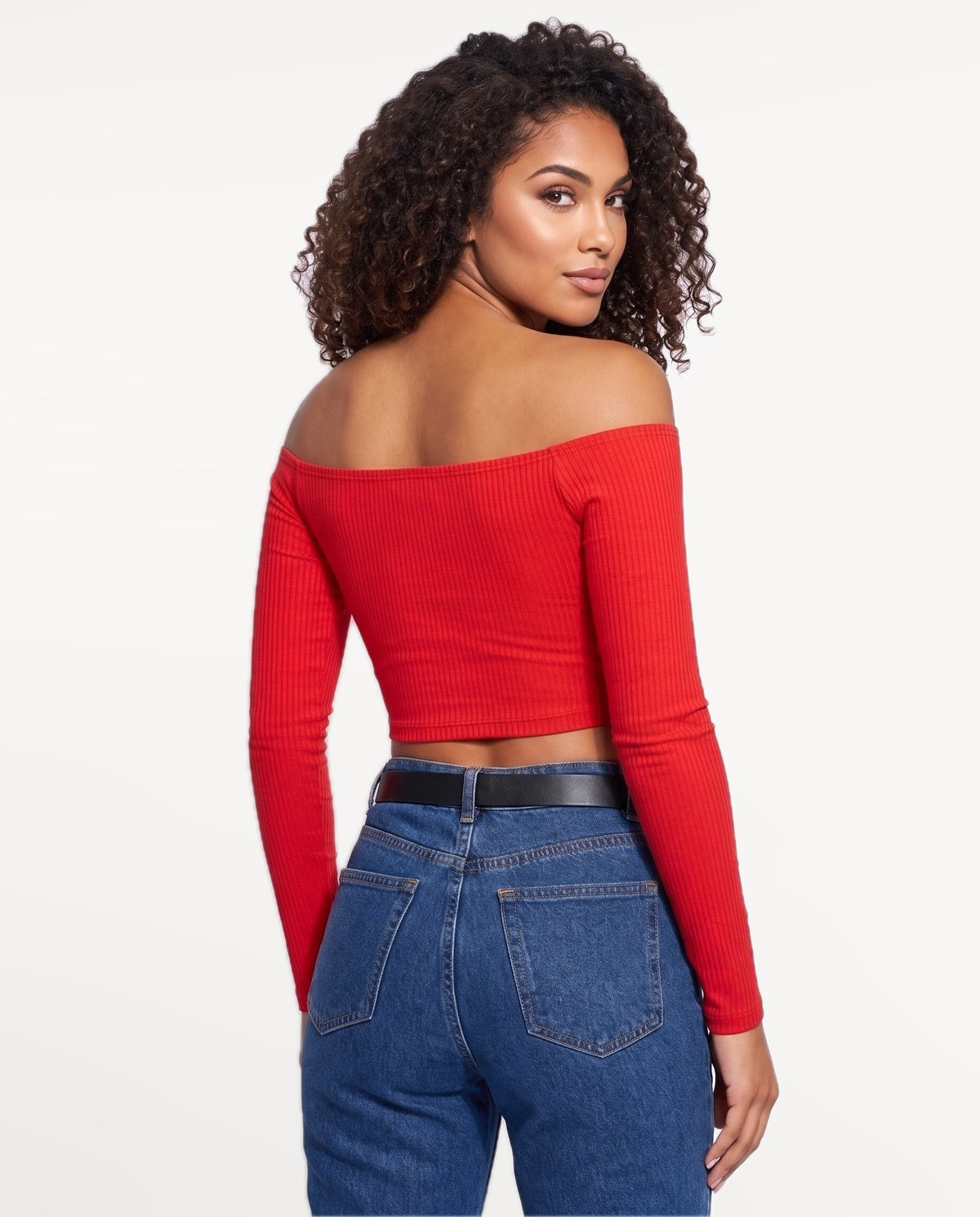 Rosa Bardot Top in Red – back view | SKU: SOR-ROSA-RED-XS,SOR-ROSA-RED-S,SOR-ROSA-RED-M,SOR-ROSA-RED-L,SOR-ROSA-RED-XL