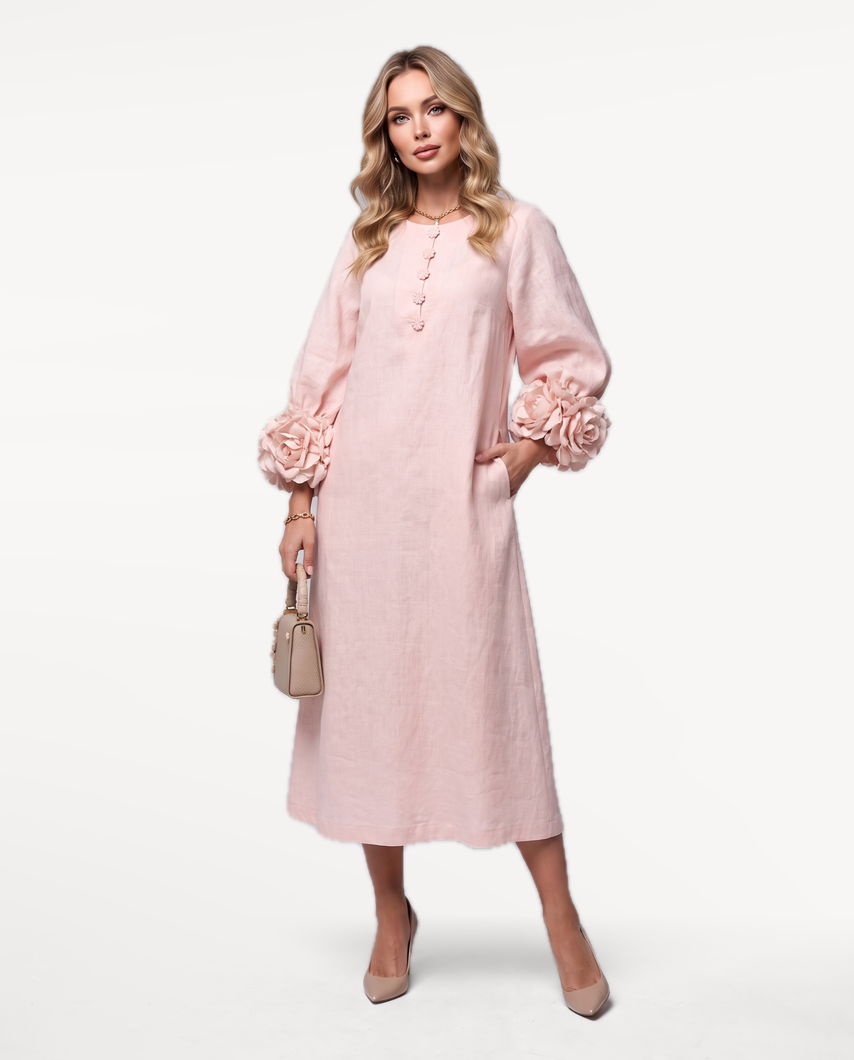 Rosette Sleeve Dress