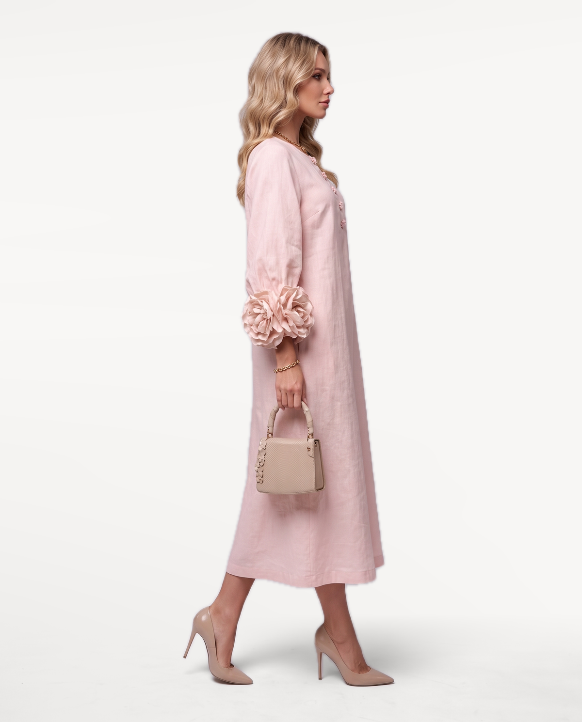 Rosette Sleeve Dress