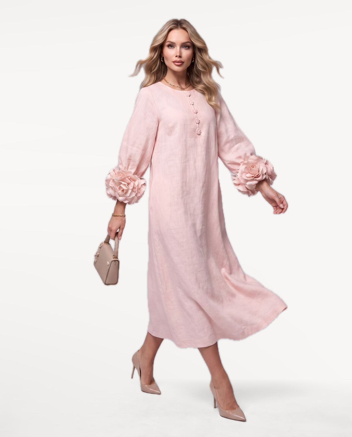 Rosette Sleeve Dress