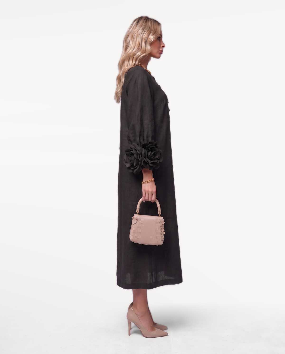 Rosette Sleeve Dress