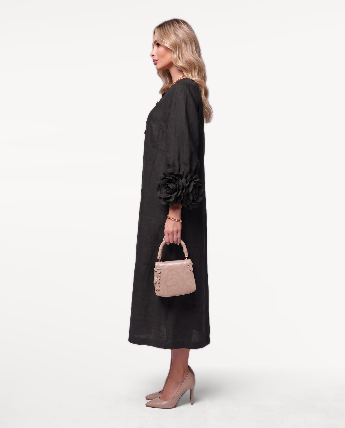 Rosette Sleeve Dress