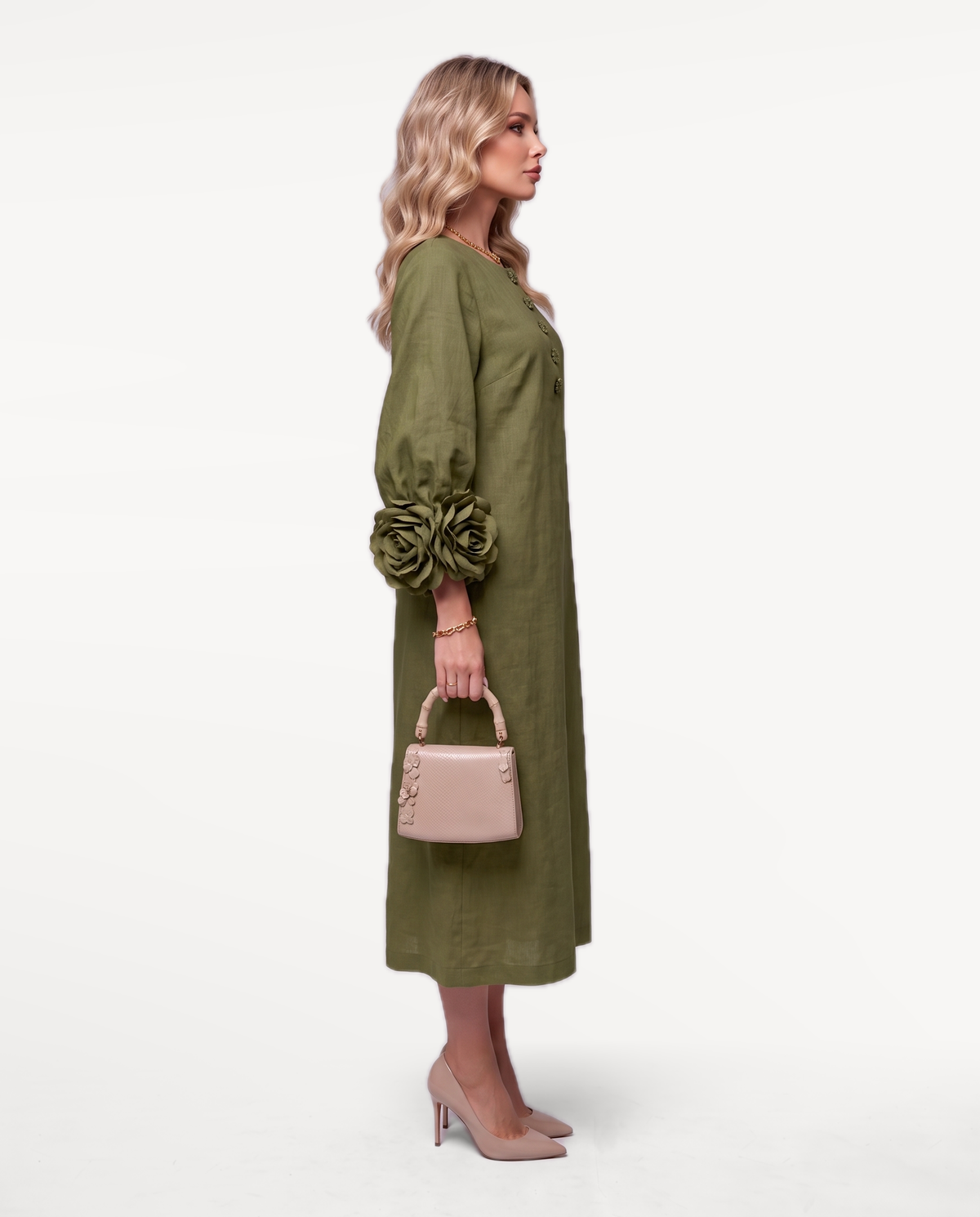 Rosette Sleeve Dress