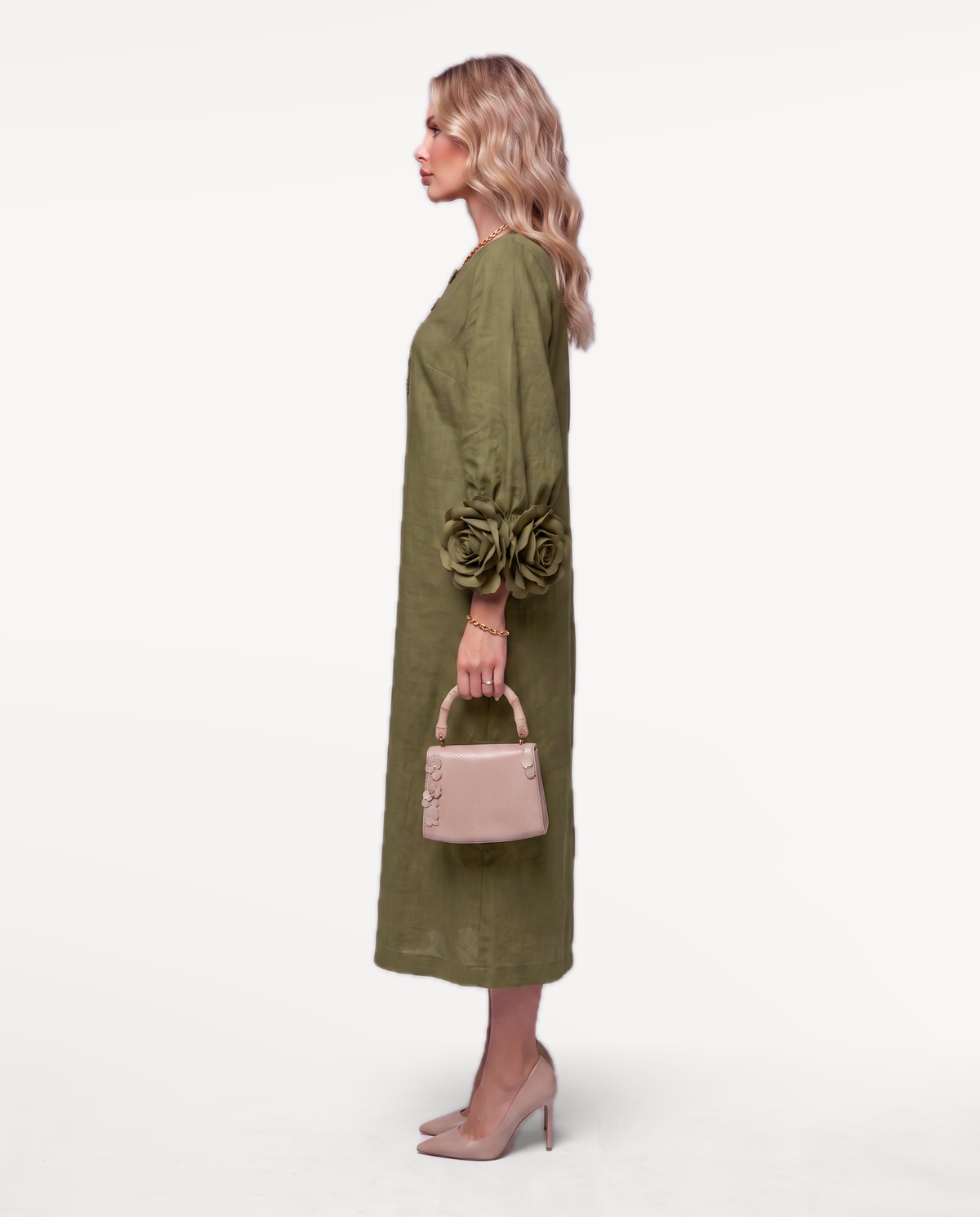 Rosette Sleeve Dress
