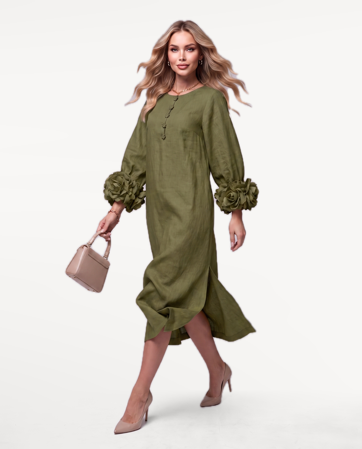 Rosette Sleeve Dress