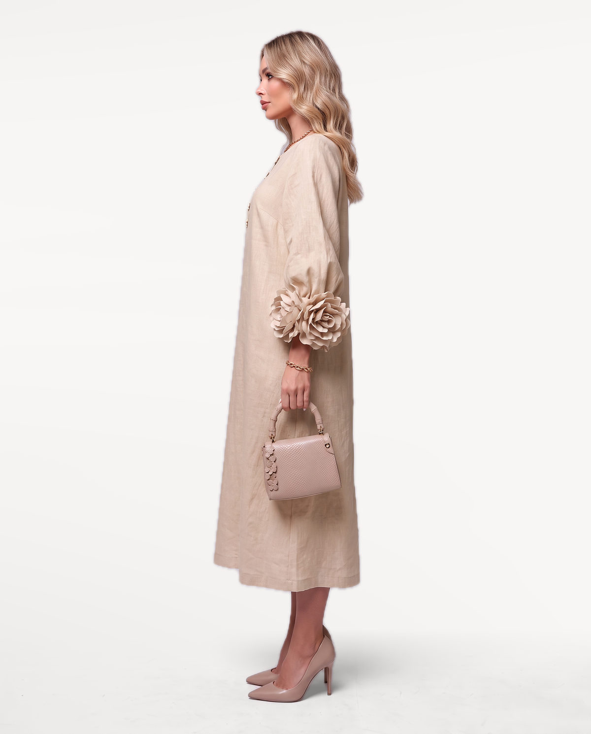 Rosette Sleeve Dress