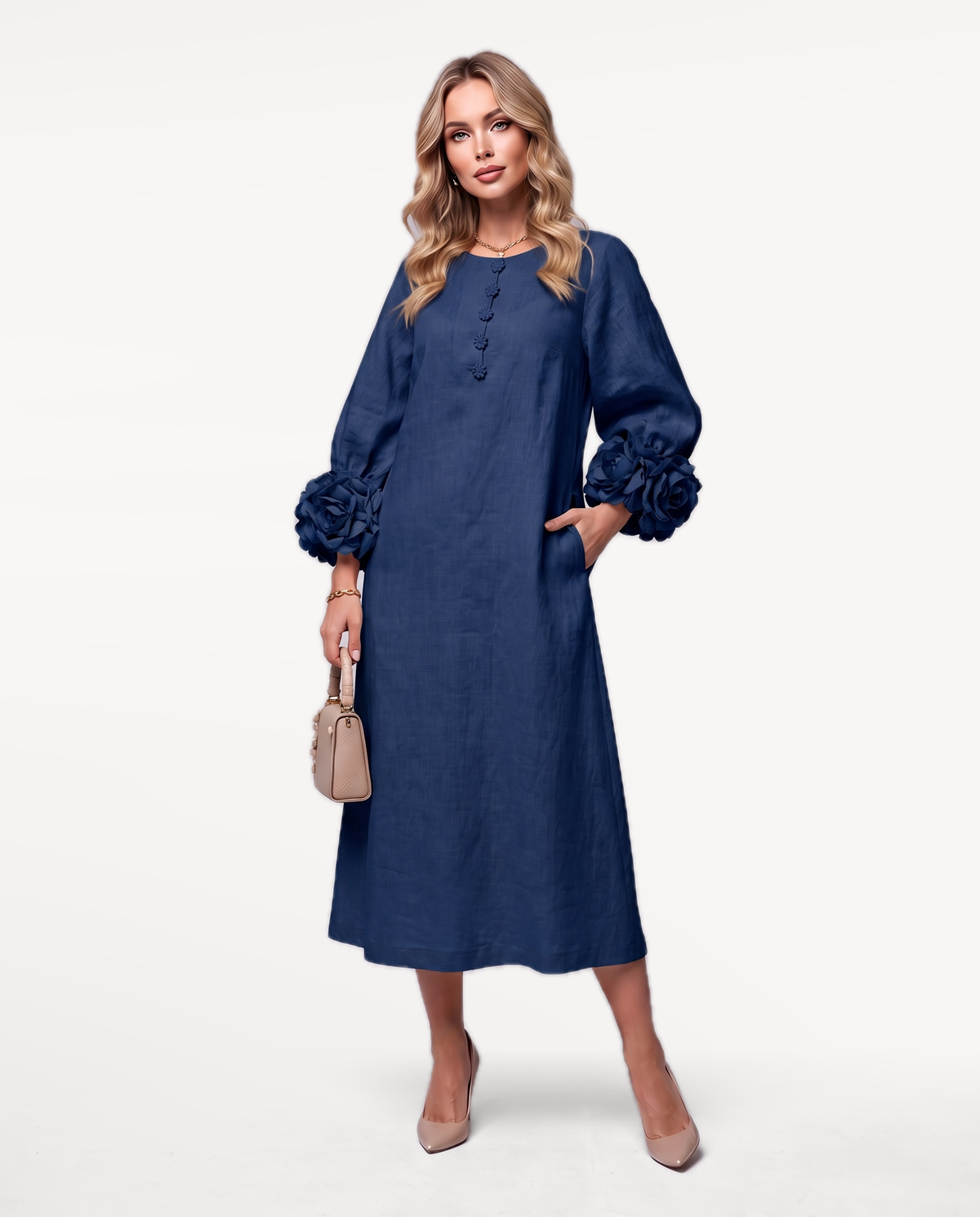 Rosette Sleeve Dress