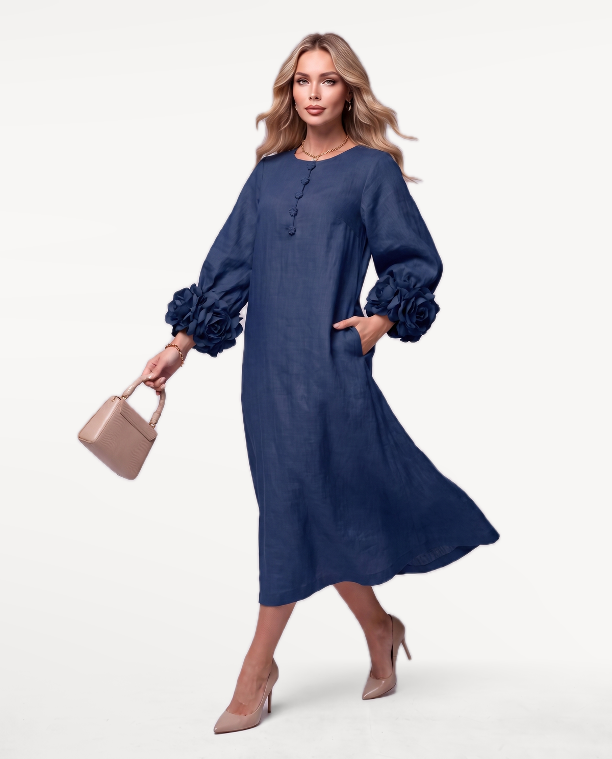 Rosette Sleeve Dress