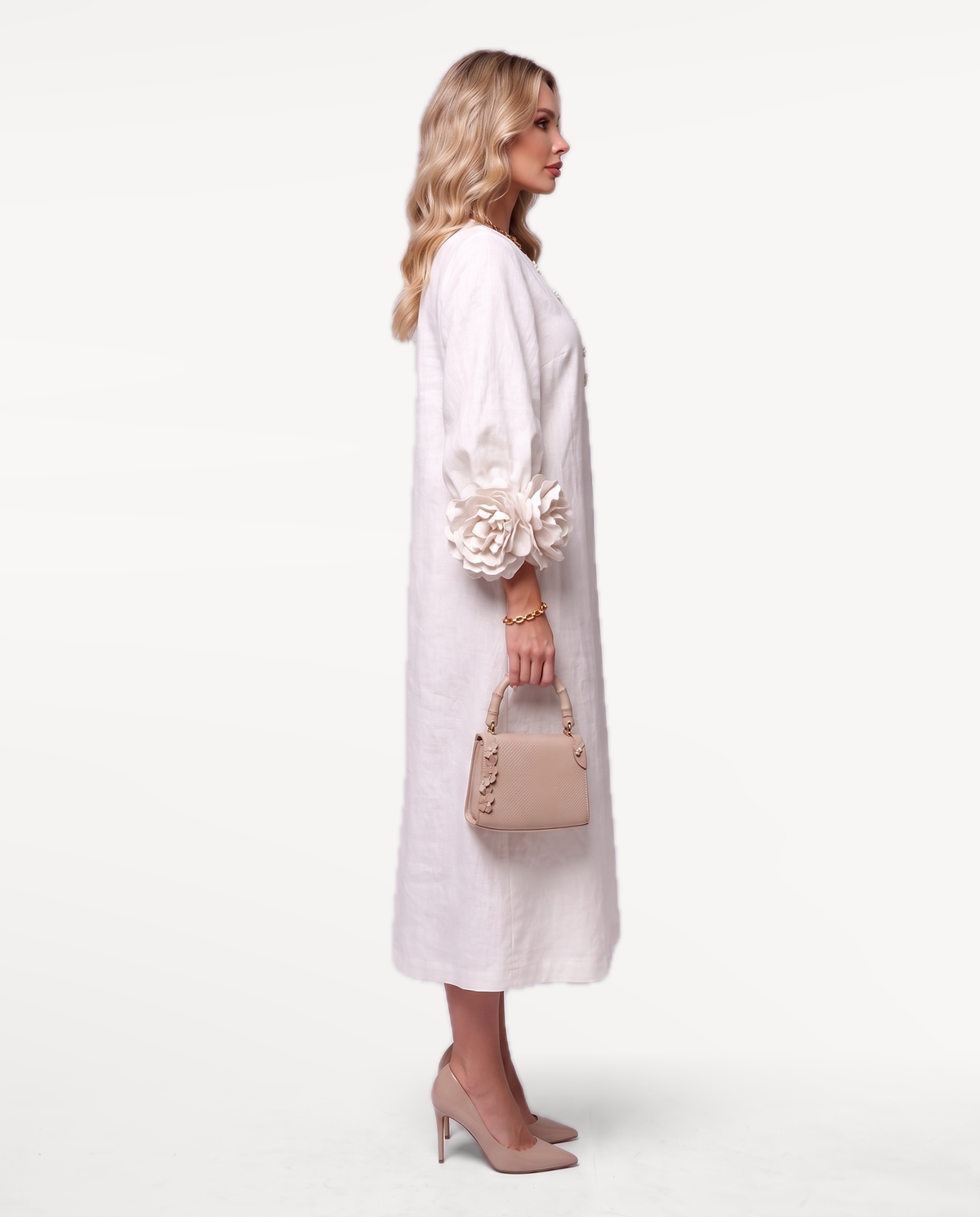 Rosette Sleeve Dress