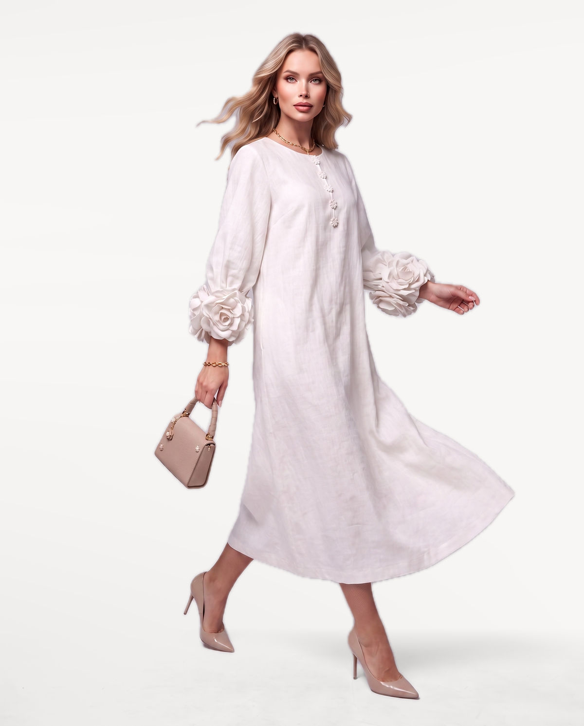 Rosette Sleeve Dress