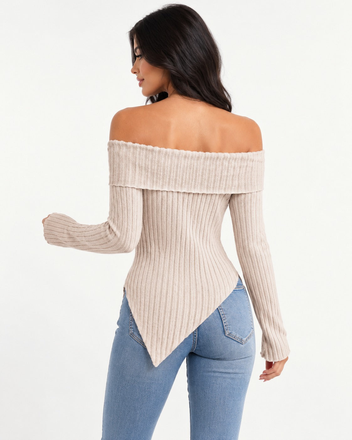 Sabine Off-Shoulder Top in Apricot – back view | SKU: SOR-SAB-APRICOT-XS,SOR-SAB-APRICOT-S,SOR-SAB-APRICOT-M,SOR-SAB-APRICOT-L,SOR-SAB-APRICOT-XL