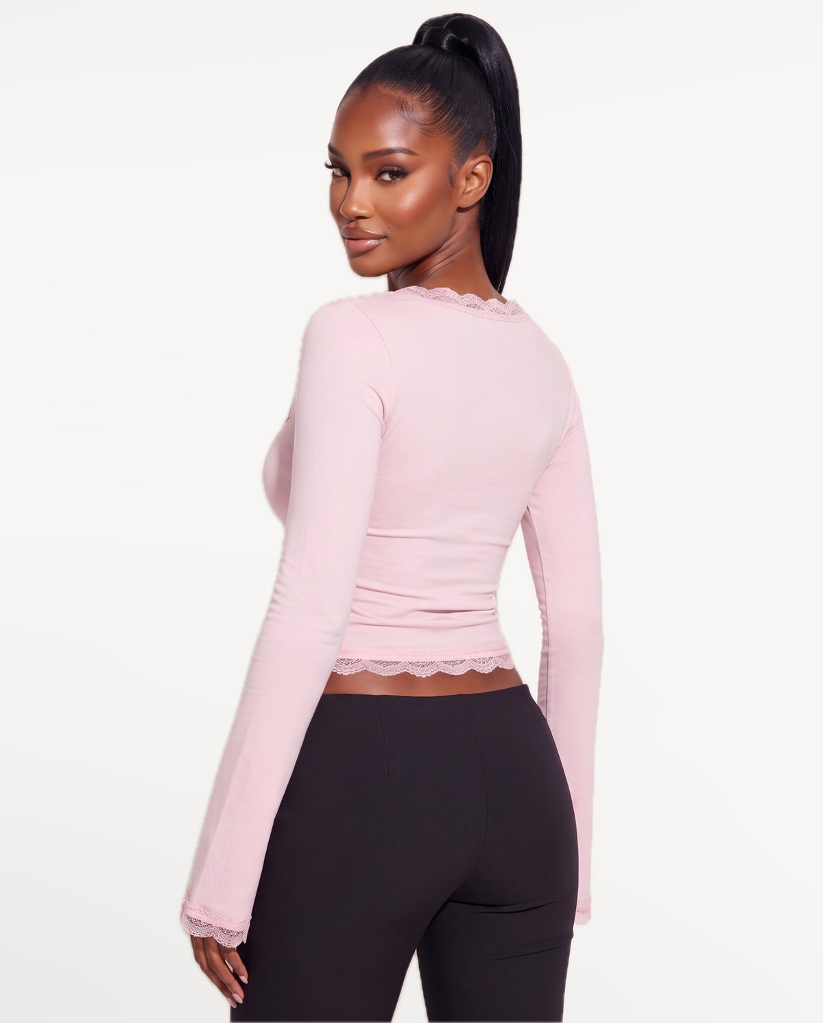 Selene Lace Top in Pink – back view