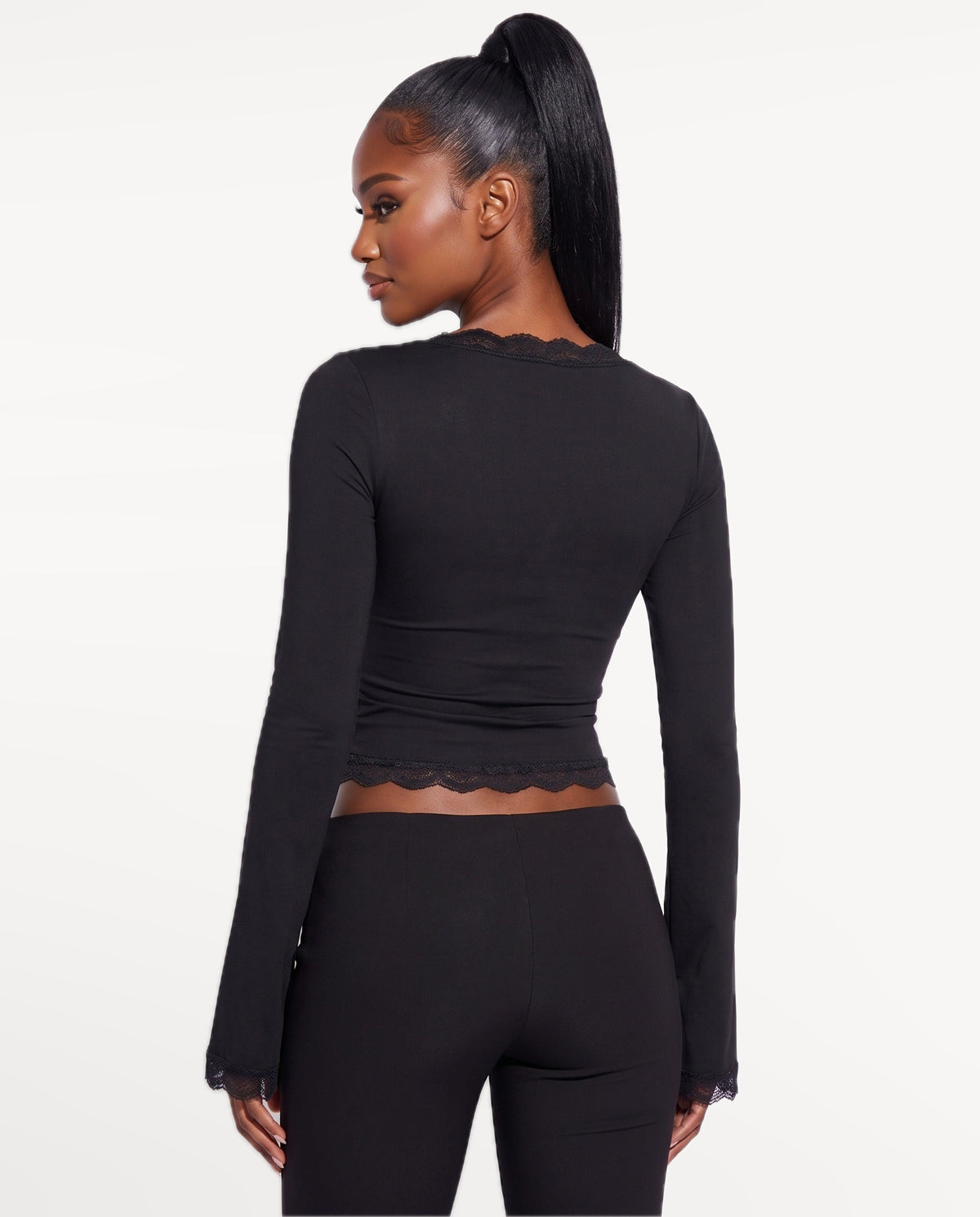 Selene Lace Top in Black – back view
