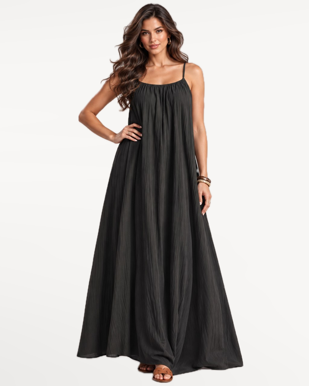 Seranova Maxi Dress in Black – Front view