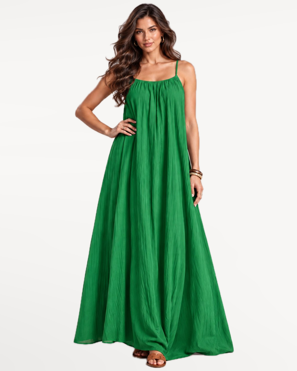 Seranova Maxi Dress in Green – Front view