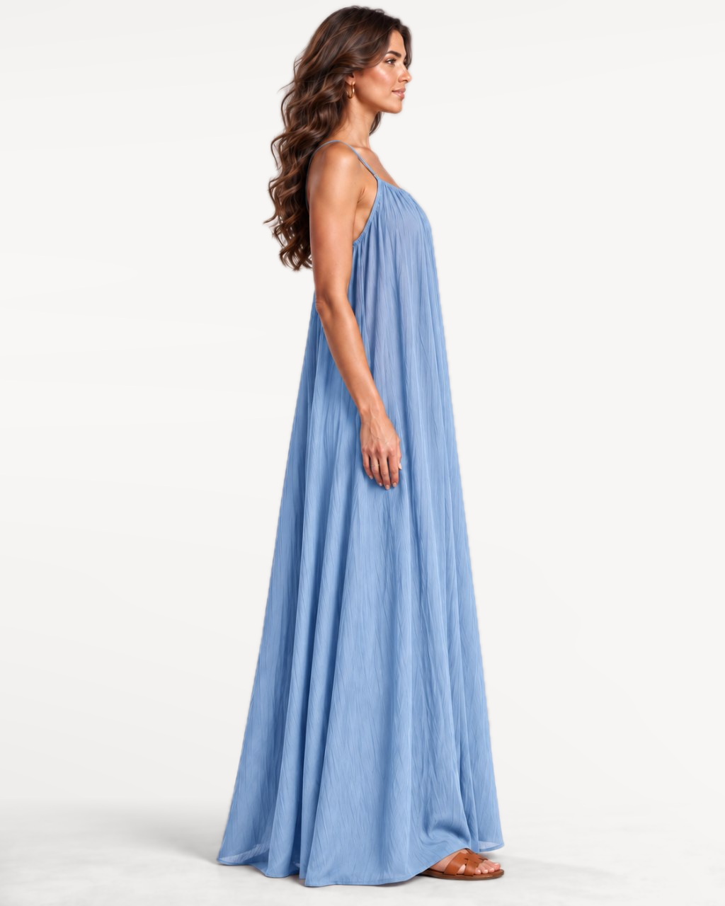 Seranova Maxi Dress in Sky Blue – Opposite side view