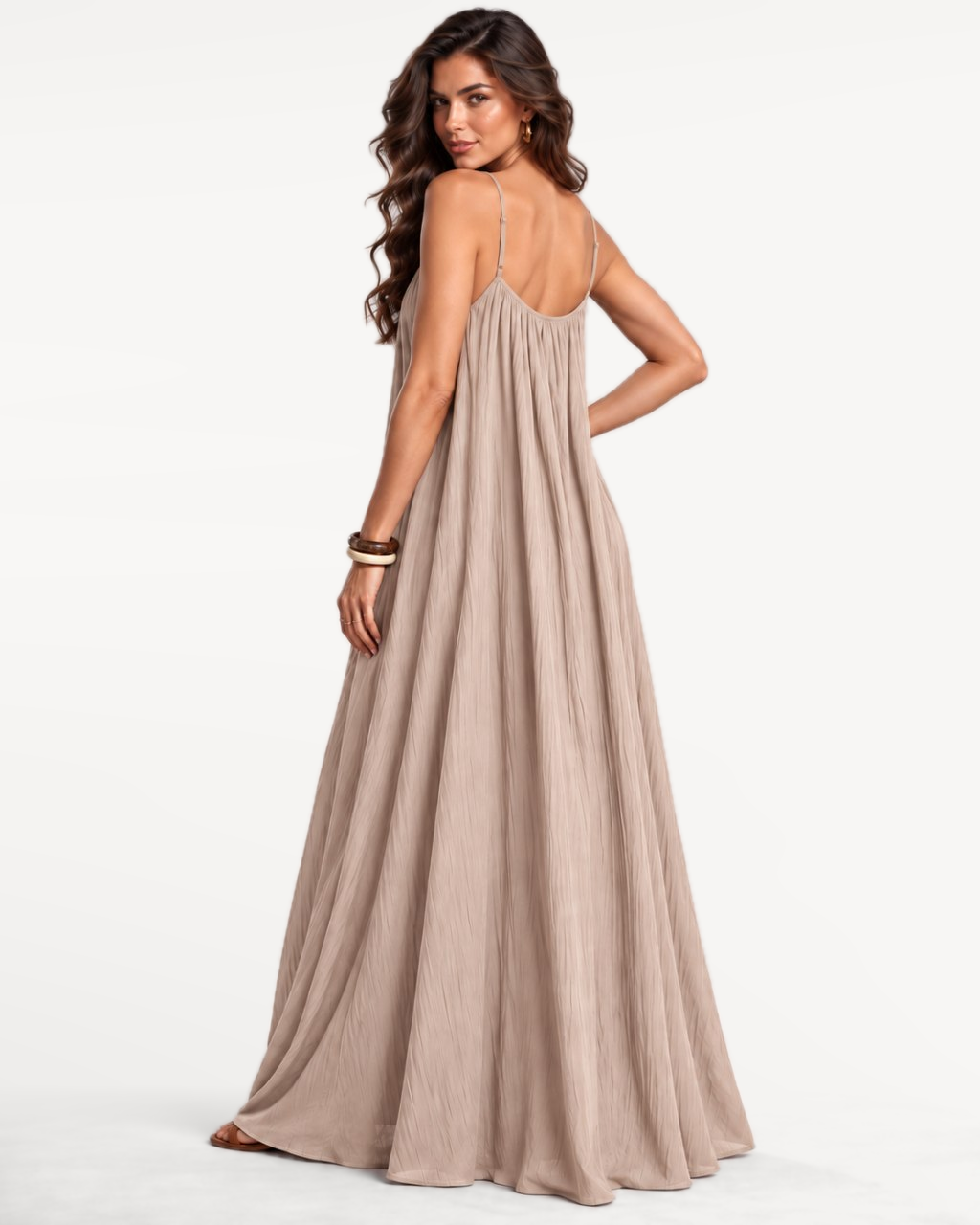 Seranova Maxi Dress in Khaki – Back view
