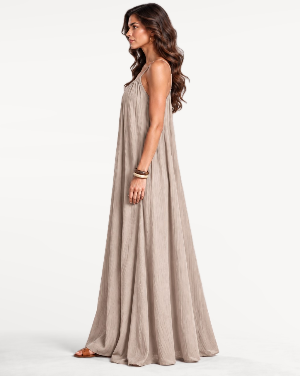 Seranova Maxi Dress in Khaki – Side view