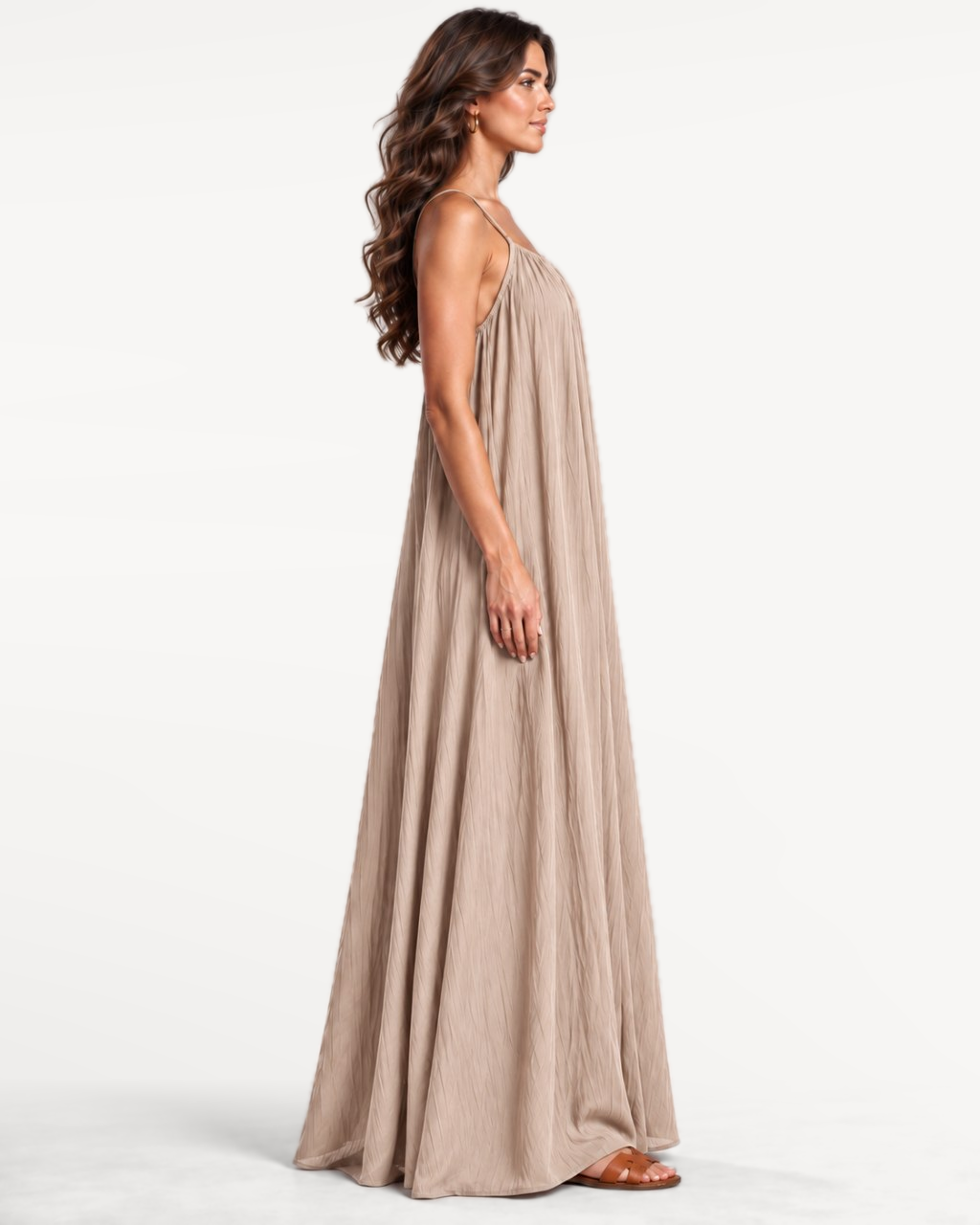Seranova Maxi Dress in Khaki – Opposite side view