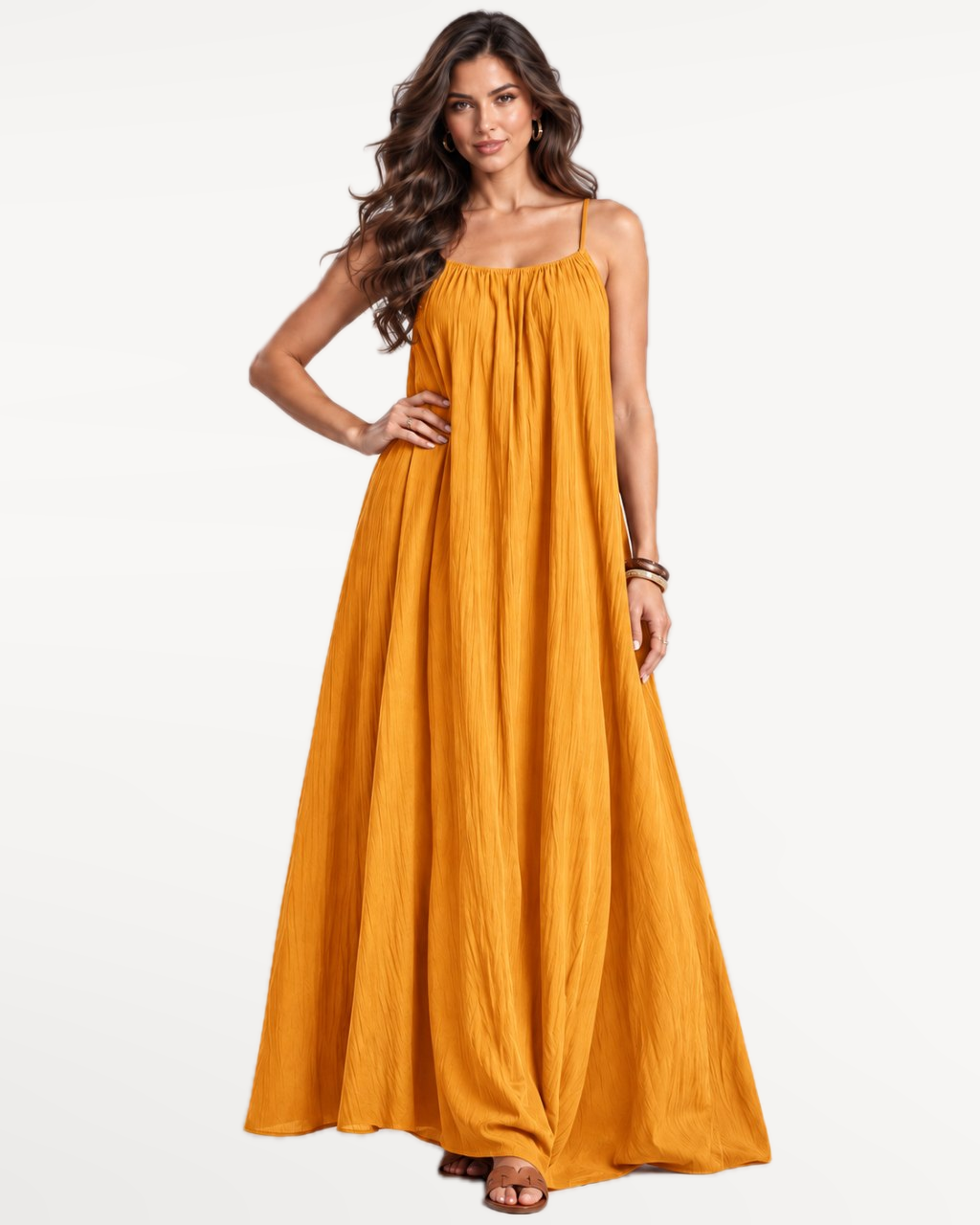 Seranova Maxi Dress in Orange – Front view