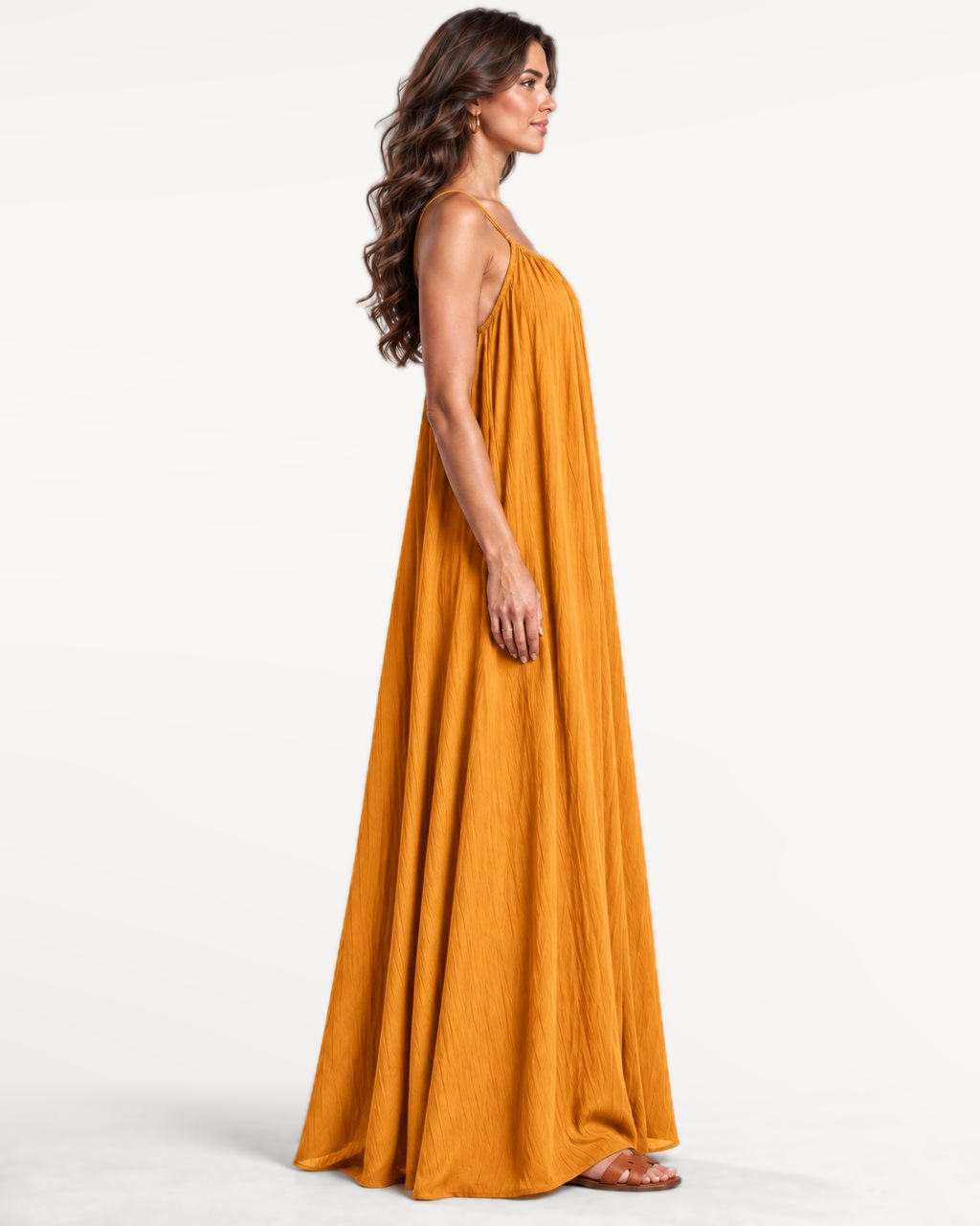 Seranova Maxi Dress in Orange – Opposite side view