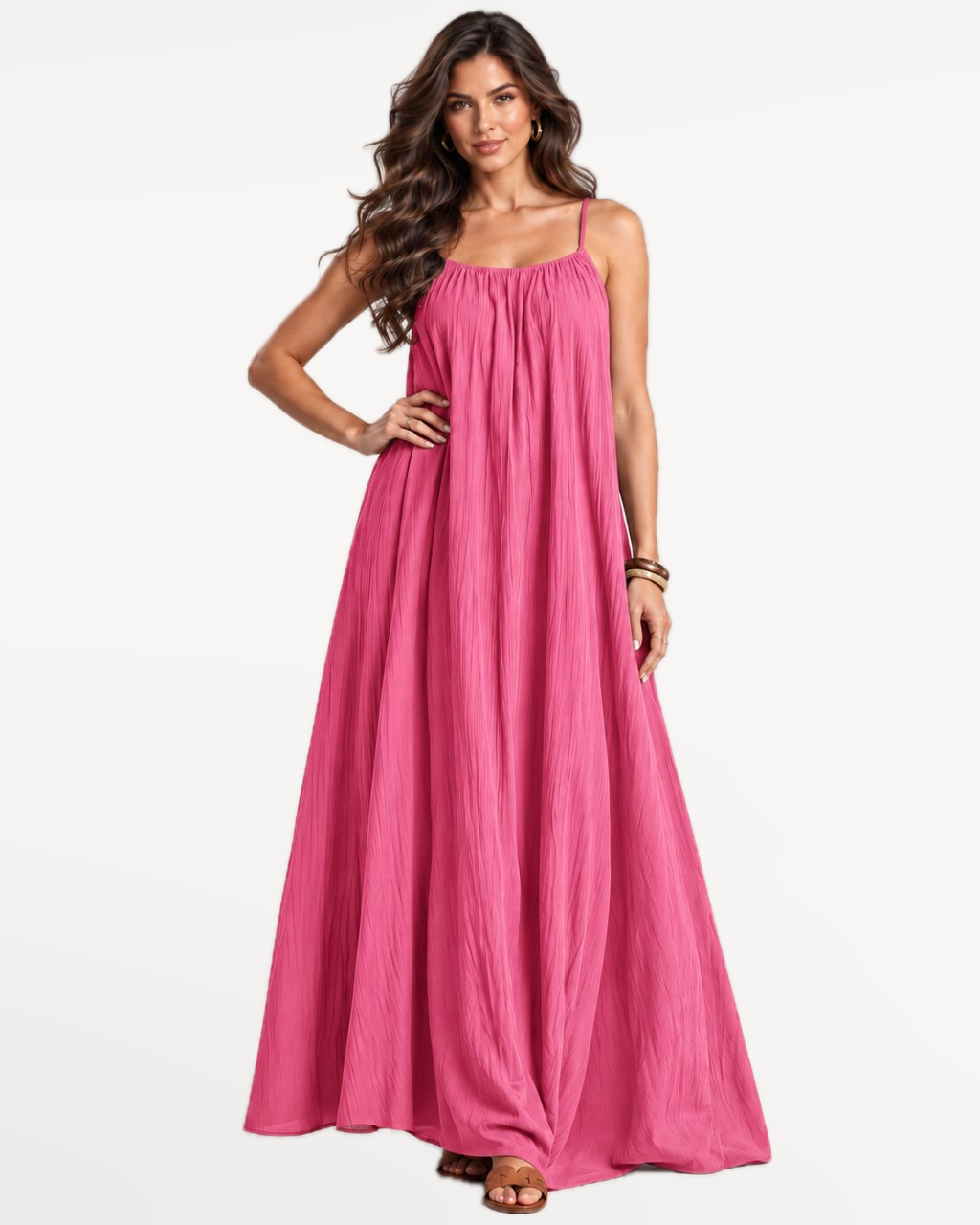 Seranova Maxi Dress in Rose Red – Front view