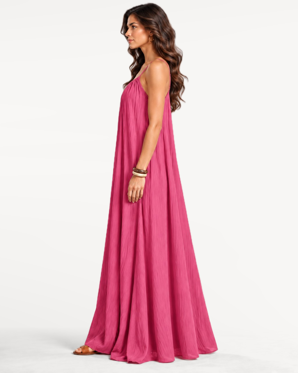 Seranova Maxi Dress in Rose Red – Side view
