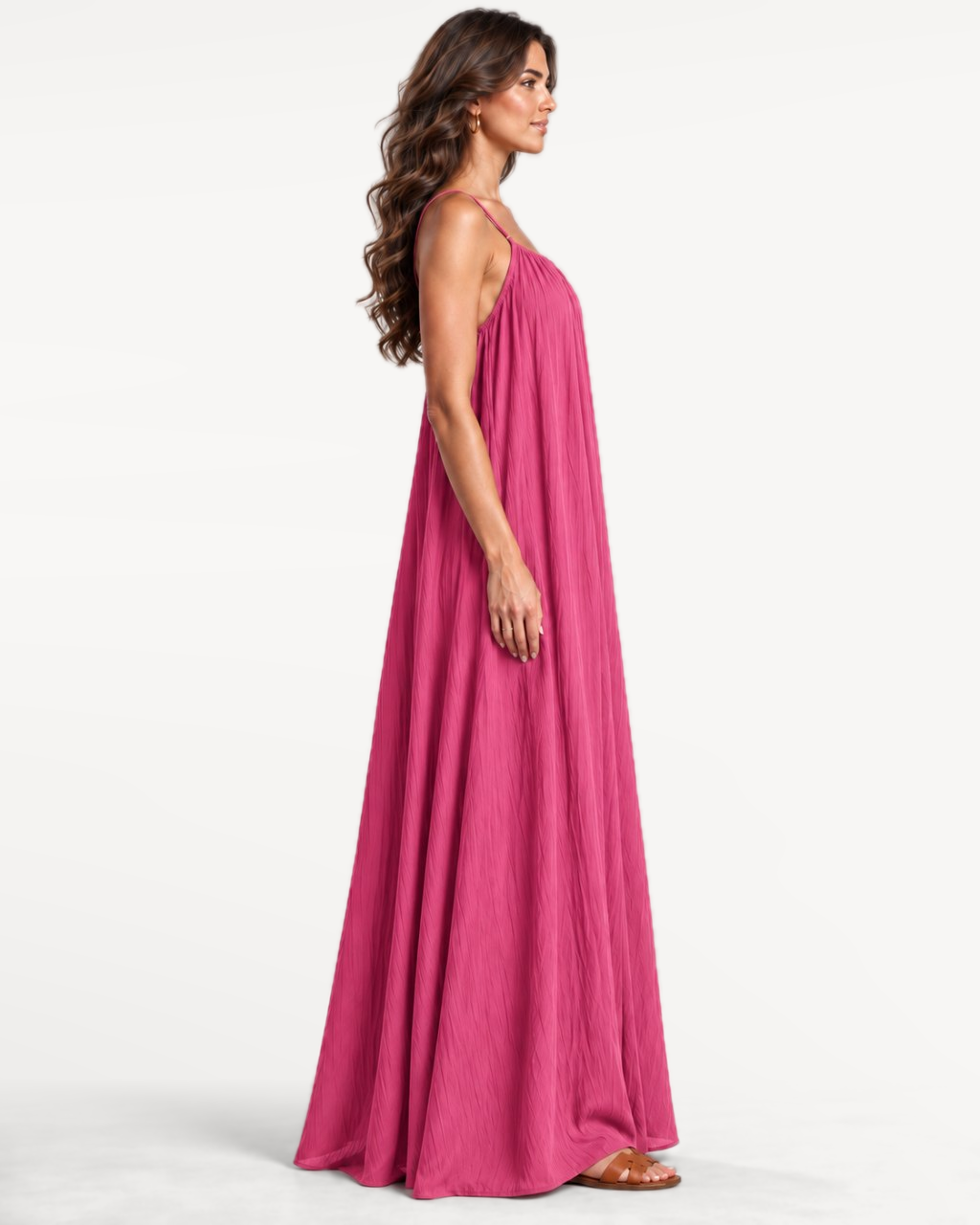 Seranova Maxi Dress in Rose Red – Opposite side view