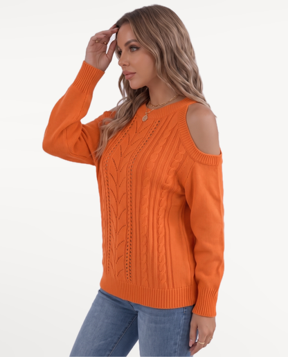Seraphine Knit Sweater in Orange – view 4 | SKU: SKS-864215739406182-ORANGE-XS,SKS-864215739406182-ORANGE-S,SKS-864215739406182-ORANGE-M,SKS-864215739406182-ORANGE-L,SKS-864215739406182-ORANGE-XL