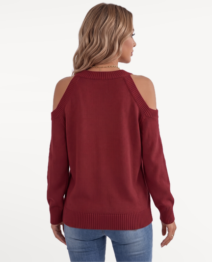 Seraphine Knit Sweater in Burgundy – view 2 | SKU: SKS-864215739406182-BURGUNDY-XS,SKS-864215739406182-BURGUNDY-S,SKS-864215739406182-BURGUNDY-M,SKS-864215739406182-BURGUNDY-L,SKS-864215739406182-BURGUNDY-XL