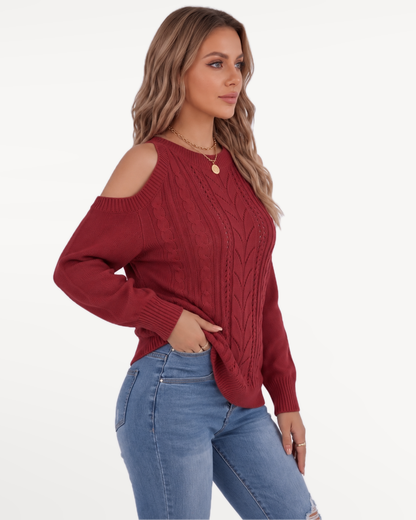 Seraphine Knit Sweater in Burgundy – view 3 | SKU: SKS-864215739406182-BURGUNDY-XS,SKS-864215739406182-BURGUNDY-S,SKS-864215739406182-BURGUNDY-M,SKS-864215739406182-BURGUNDY-L,SKS-864215739406182-BURGUNDY-XL