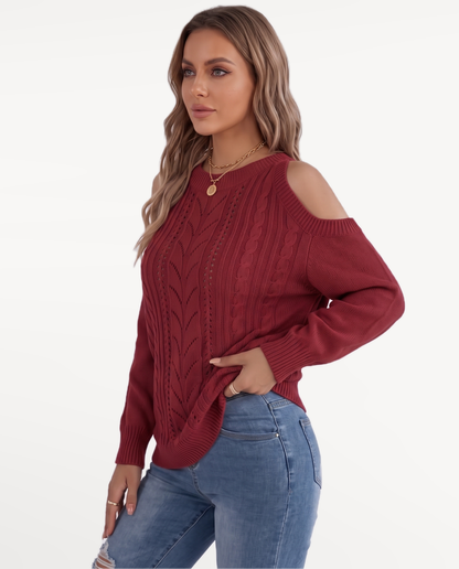 Seraphine Knit Sweater in Burgundy – view 4 | SKU: SKS-864215739406182-BURGUNDY-XS,SKS-864215739406182-BURGUNDY-S,SKS-864215739406182-BURGUNDY-M,SKS-864215739406182-BURGUNDY-L,SKS-864215739406182-BURGUNDY-XL