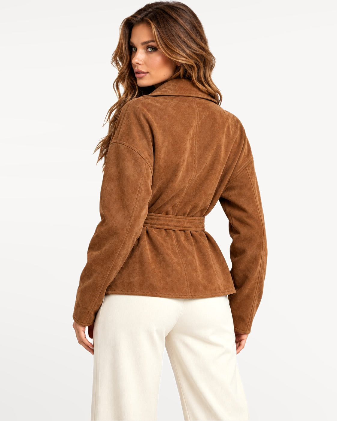 Sloane Suede Jacket in Brown – back view | SKU: SOR-SLO-BROWN-XS,SOR-SLO-BROWN-S,SOR-SLO-BROWN-M,SOR-SLO-BROWN-L,SOR-SLO-BROWN-XL