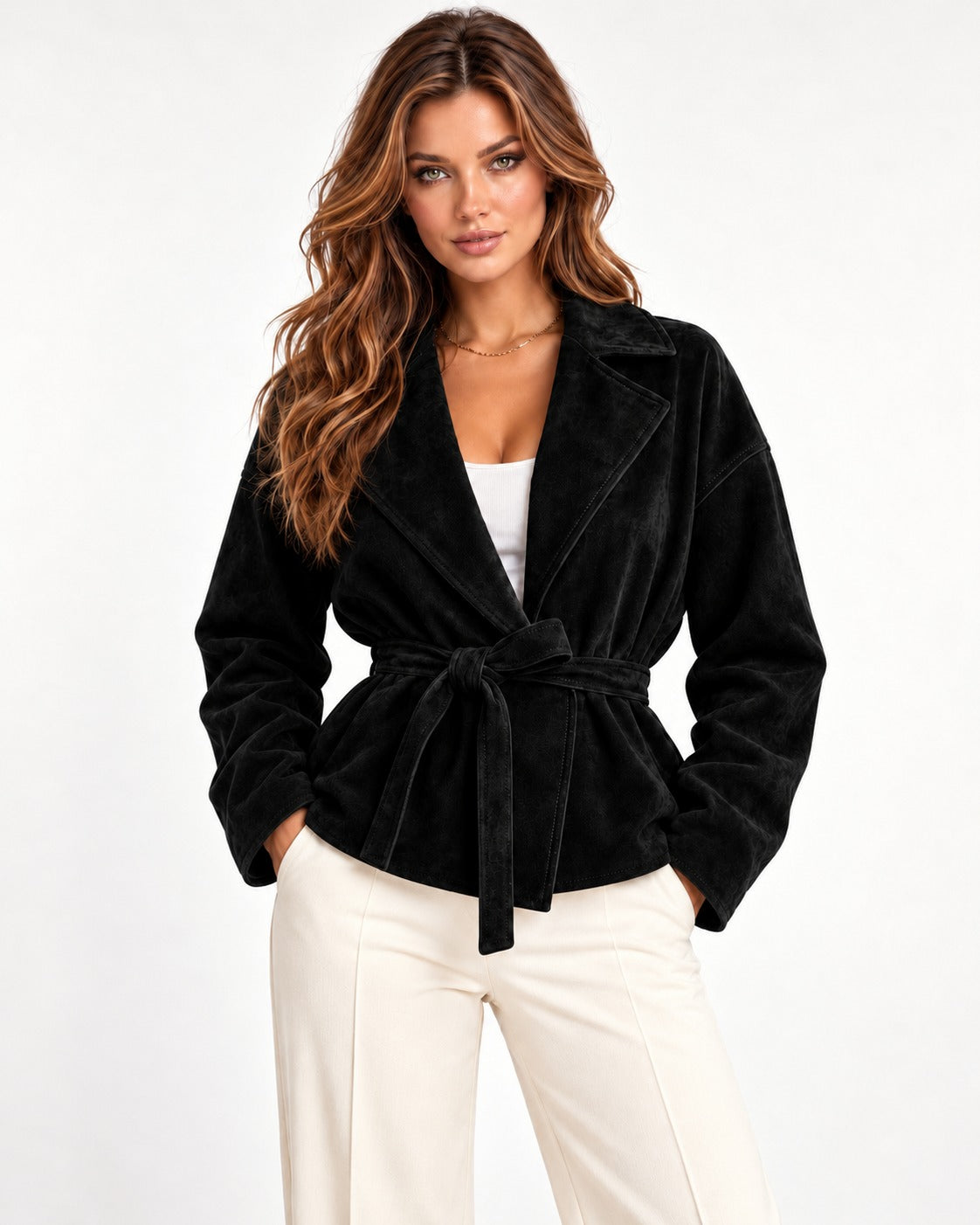 Sloane Suede Jacket in Black – laughing | SKU: SOR-SLO-BLACK-XS,SOR-SLO-BLACK-S,SOR-SLO-BLACK-M,SOR-SLO-BLACK-L,SOR-SLO-BLACK-XL